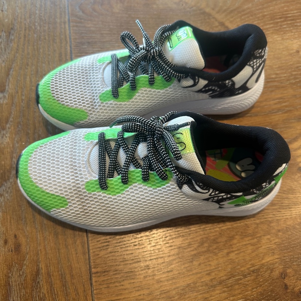 Stylish White and Green Athletic Sneakers